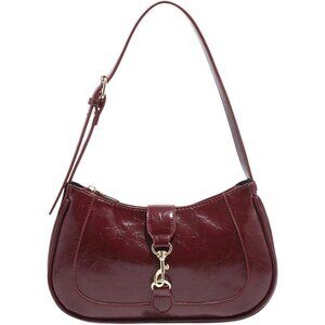 Women’s Burgundy Retro Vintage Hobo Bag | Elegant Underarm Purse & Shoulder Bag